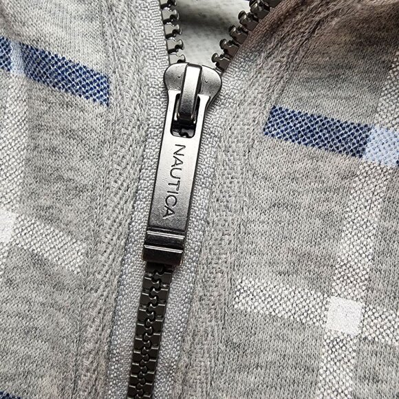 Nautica Shirt Mens XXL Gray Plaid 1/4 Zip Pullover Sweatshirt Cotton/Poly Blend - Picture 4 of 11